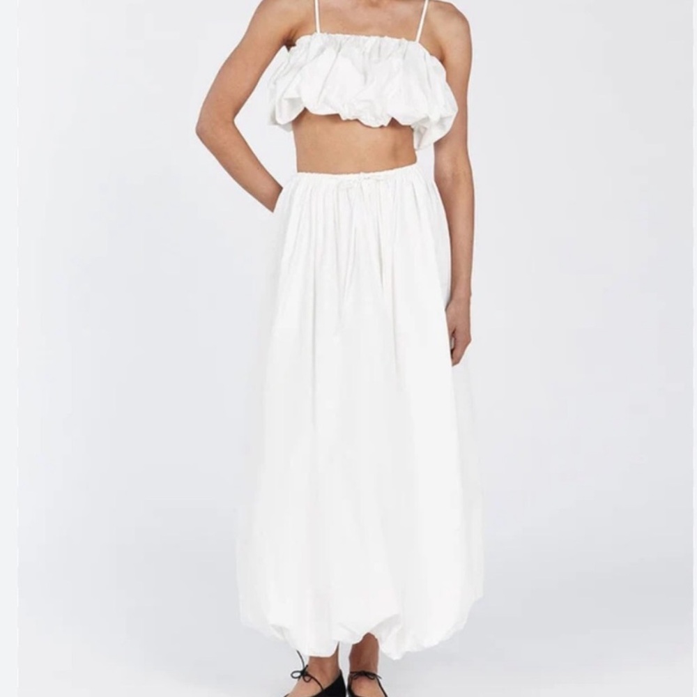 DISSH MONTY WHITE BUBBLE MIDI SKIRT